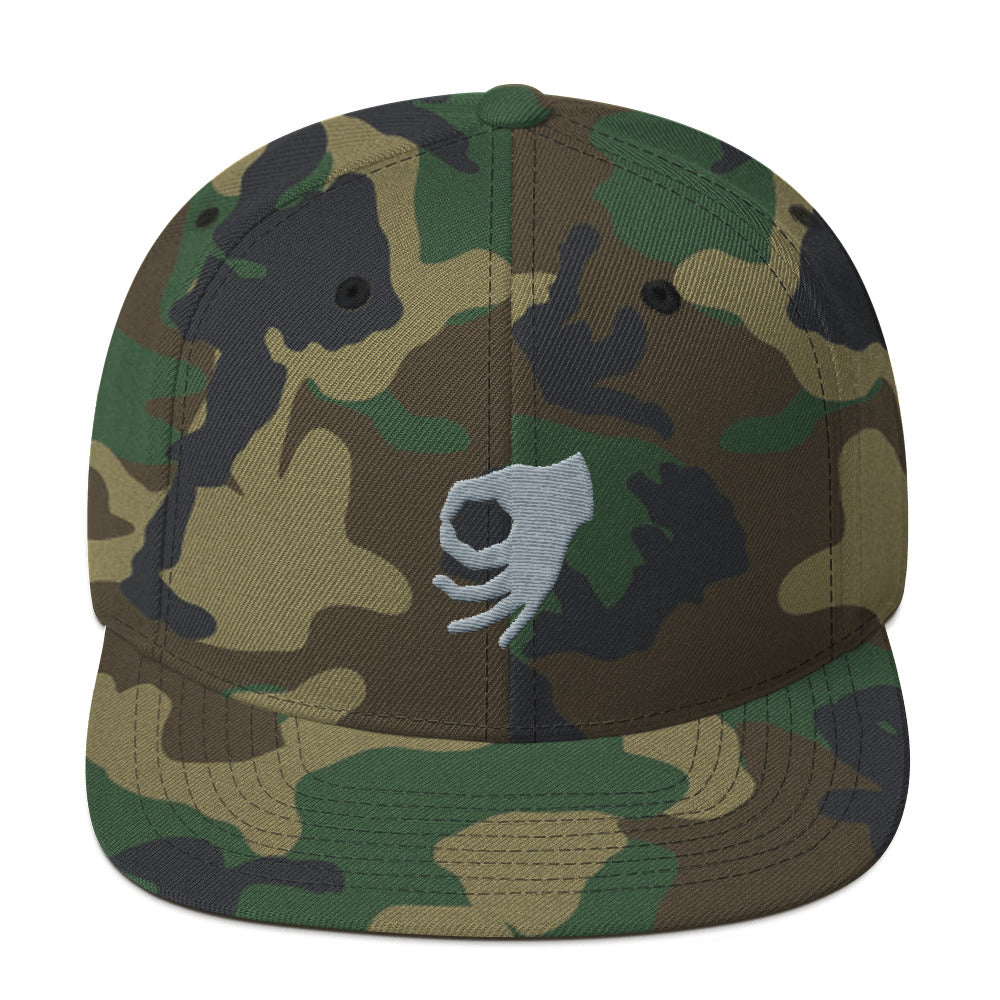 MEME FRAMES Logo Snapback Hat Camo Silver Logo, APPAREL & ACCESSORIES