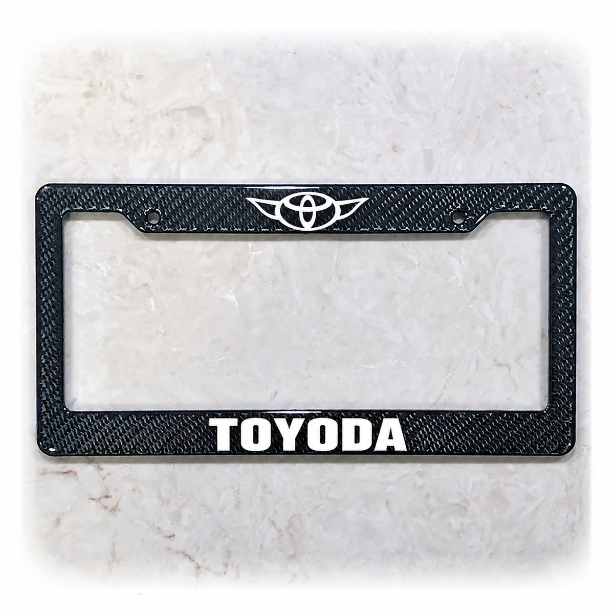 TOYODA license plate frame in real carbon fiber overlay on ABS