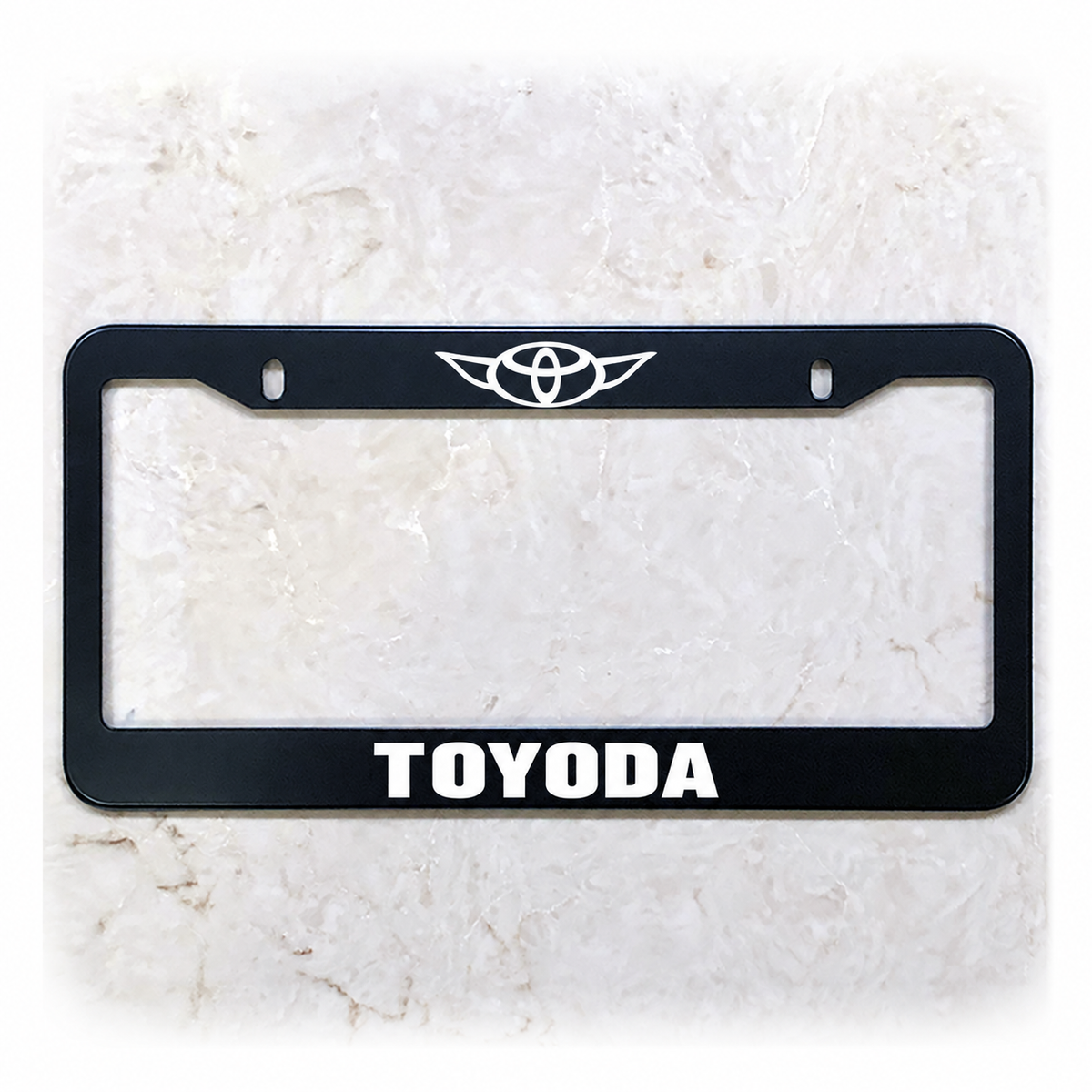 TOYODA license plate frame in stainless steel