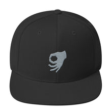 Load image into Gallery viewer, MEME FRAMES Logo Snapback Hat Black with Silver Logo, APPAREL &amp; ACCESSORIES